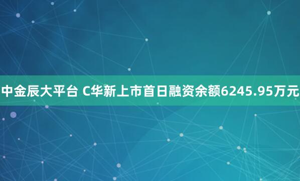 中金辰大平台 C华新上市首日融资余额6245.95万元
