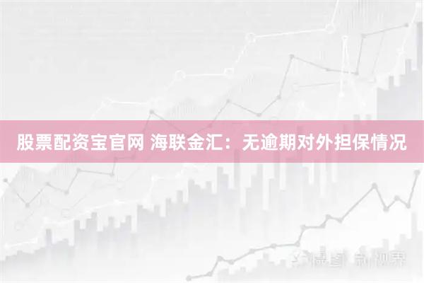 股票配资宝官网 海联金汇：无逾期对外担保情况