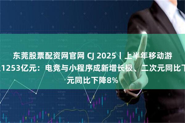 东莞股票配资网官网 CJ 2025丨上半年移动游戏收入1253亿元：电竞与小程序成新增长极、二次元同比下降8%